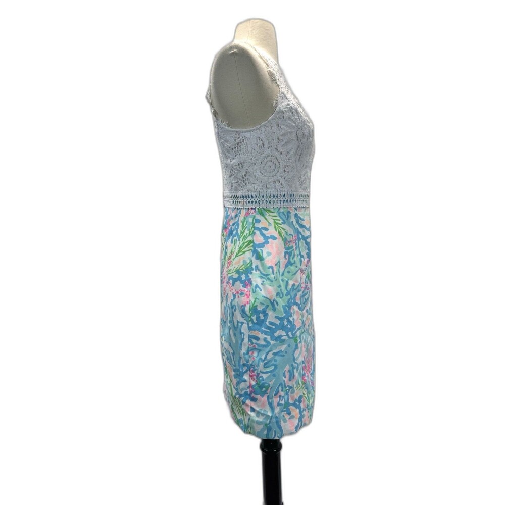 Lilly Pulitzer Sharice Stretch Shift Dress 00 in Multi Coral Bay Sleeveless Luxe - Picture 5 of 9